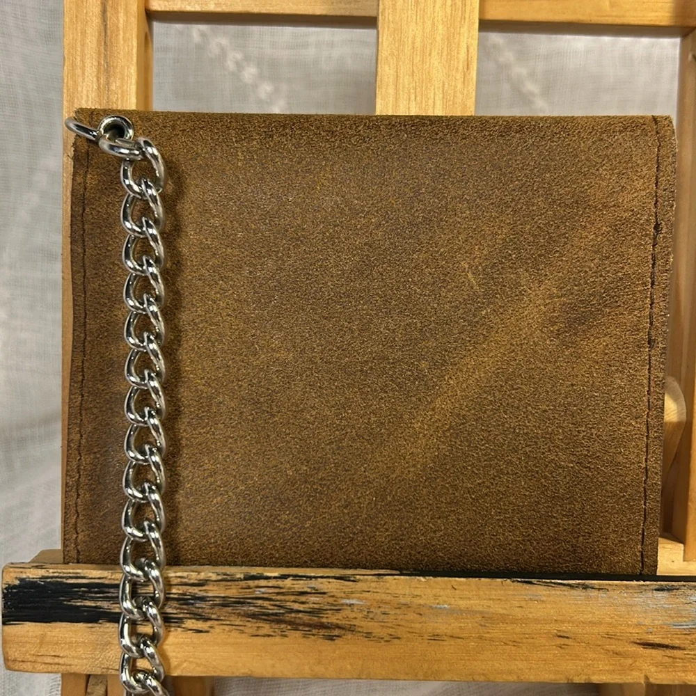 NWT Rawbone handmade trifold wallet with chain